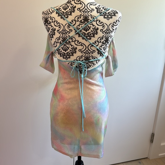 Amanda Uprichard Jacinta Rainbow Sequin Dress in Glow - Picture 5 of 9